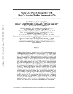Brain-Like Object Recognition with High-Performing Shallow Recurrent
  ANNs