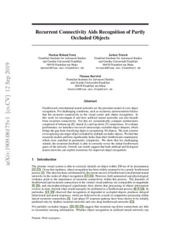 Recurrent Connectivity Aids Recognition of Partly Occluded Objects
