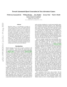 Toward Automated Quest Generation in Text-Adventure Games
