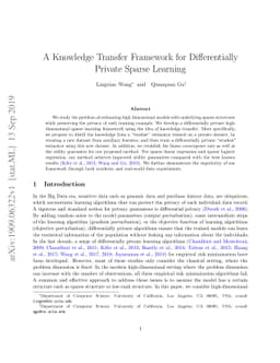 A Knowledge Transfer Framework for Differentially Private Sparse
  Learning