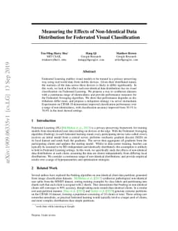 Measuring the Effects of Non-Identical Data Distribution for Federated
  Visual Classification