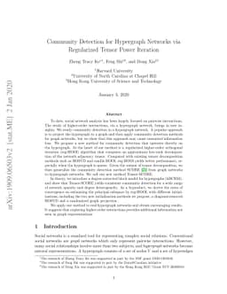 Community Detection for Hypergraph Networks via Regularized Tensor Power
  Iteration
