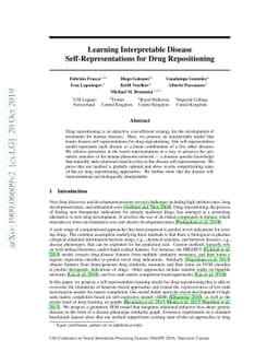 Learning Interpretable Disease Self-Representations for Drug
  Repositioning