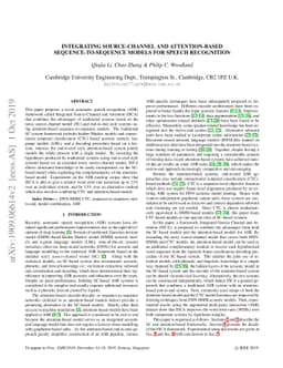 Integrating Source-channel and Attention-based Sequence-to-sequence
  Models for Speech Recognition