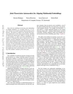 Joint Wasserstein Autoencoders for Aligning Multimodal Embeddings