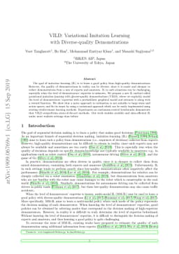 VILD: Variational Imitation Learning with Diverse-quality Demonstrations