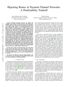 Hijacking Routes in Payment Channel Networks: A Predictability Tradeoff