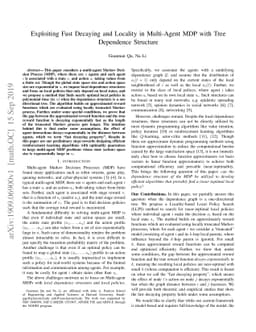 Exploiting Fast Decaying and Locality in Multi-Agent MDP with Tree
  Dependence Structure