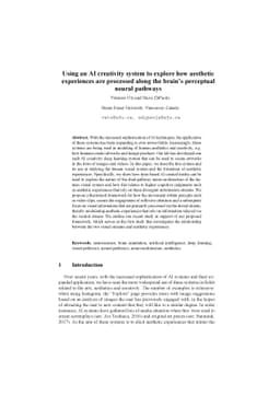 Using an AI creativity system to explore how aesthetic experiences are
  processed along the brains perceptual neural pathways