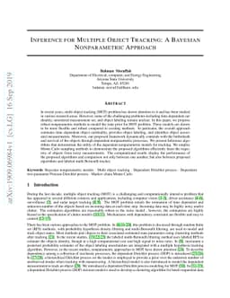 Inference for multiple object tracking: A Bayesian nonparametric
  approach