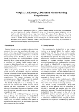 KorQuAD1.0: Korean QA Dataset for Machine Reading Comprehension