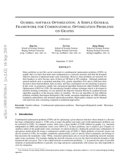 Gumbel-softmax Optimization: A Simple General Framework for
  Combinatorial Optimization Problems on Graphs