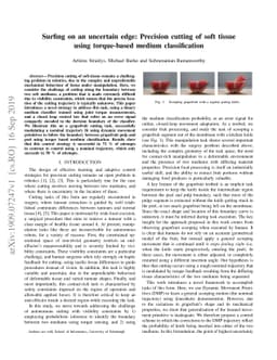 Surfing on an uncertain edge: Precision cutting of soft tissue using
  torque-based medium classification
