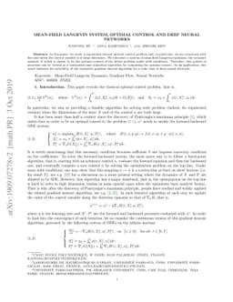 Mean-field Langevin System, Optimal Control and Deep Neural Networks