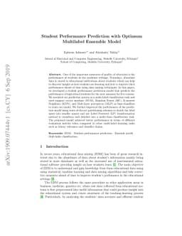 Student Performance Prediction with Optimum Multilabel Ensemble Model