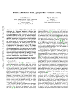 BAFFLE : Blockchain Based Aggregator Free Federated Learning