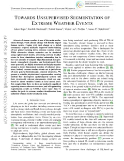 Towards Unsupervised Segmentation of Extreme Weather Events
