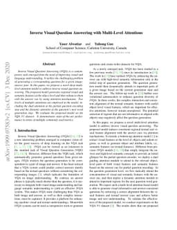 Inverse Visual Question Answering with Multi-Level Attentions