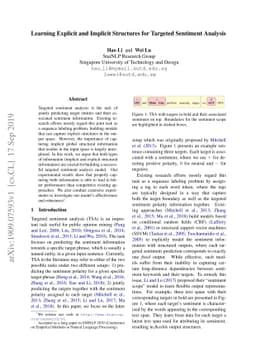 Learning Explicit and Implicit Structures for Targeted Sentiment
  Analysis