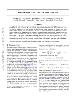 K-TanH: Efficient TanH For Deep Learning