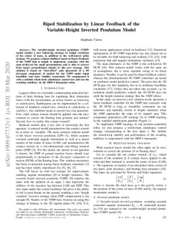 Biped Stabilization by Linear Feedback of the Variable-Height Inverted
  Pendulum Model