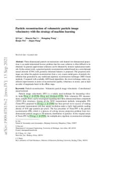 Particle reconstruction of volumetric particle image velocimetry with
  strategy of machine learning