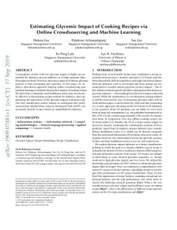Estimating Glycemic Impact of Cooking Recipes via Online Crowdsourcing
  and Machine Learning
