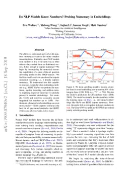 Do NLP Models Know Numbers? Probing Numeracy in Embeddings