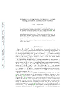 Rotational Uniqueness Conditions Under Oblique Factor Correlation Metric