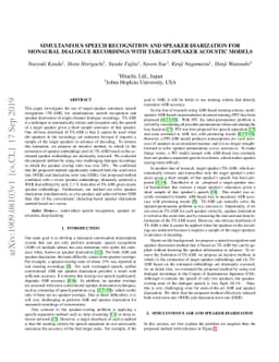 Simultaneous Speech Recognition and Speaker Diarization for Monaural
  Dialogue Recordings with Target-Speaker Acoustic Models