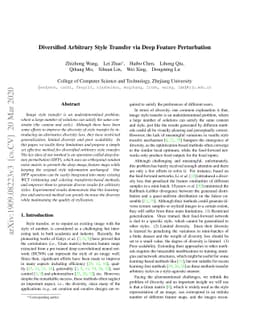 Diversified Arbitrary Style Transfer via Deep Feature Perturbation