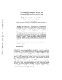 Pre-trained Language Model for Biomedical Question Answering