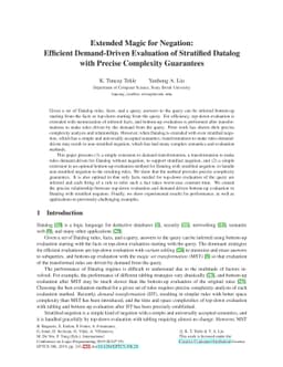 Extended Magic for Negation: Efficient Demand-Driven Evaluation of
  Stratified Datalog with Precise Complexity Guarantees