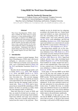 Using BERT for Word Sense Disambiguation