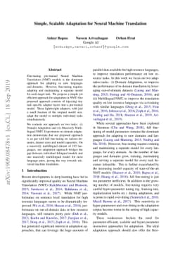 Simple, Scalable Adaptation for Neural Machine Translation