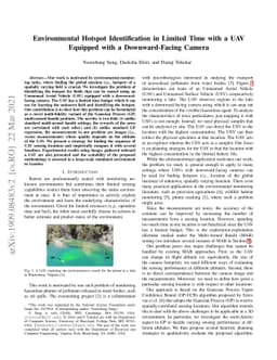 Environmental Hotspot Identification in Limited Time with a UAV Equipped
  with a Downward-Facing Camera