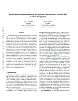 Simultaneous Segmentation and Recognition: Towards more accurate Ego
  Gesture Recognition