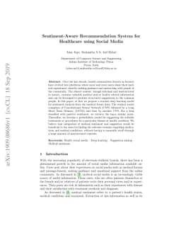 Sentiment-Aware Recommendation System for Healthcare using Social Media