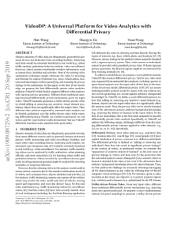 VideoDP: A Universal Platform for Video Analytics with Differential
  Privacy