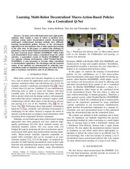 Learning Multi-Robot Decentralized Macro-Action-Based Policies via a
  Centralized Q-Net