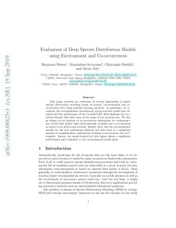 Evaluation of Deep Species Distribution Models using Environment and
  Co-occurrences