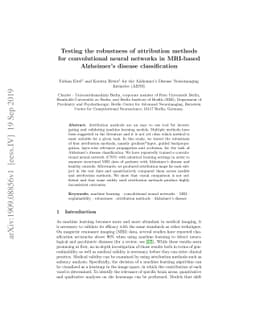 Testing the robustness of attribution methods for convolutional neural
  networks in MRI-based Alzheimer's disease classification