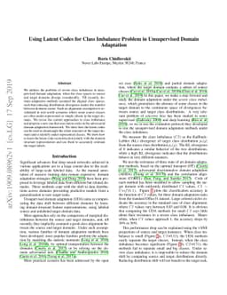 Using Latent Codes for Class Imbalance Problem in Unsupervised Domain
  Adaptation