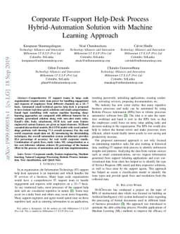 Corporate IT-support Help-Desk Process Hybrid-Automation Solution with
  Machine Learning Approach