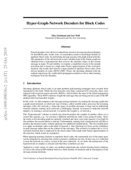 Hyper-Graph-Network Decoders for Block Codes