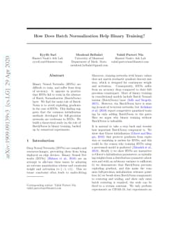 How Does Batch Normalization Help Binary Training?