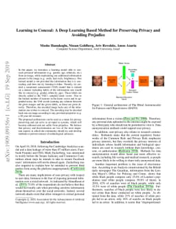 Learning to Conceal: A Deep Learning Based Method for Preserving Privacy
  and Avoiding Prejudice