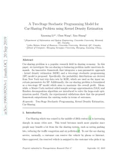 A Two-Stage Stochastic Programming Model for Car-Sharing Problem using
  Kernel Density Estimation
