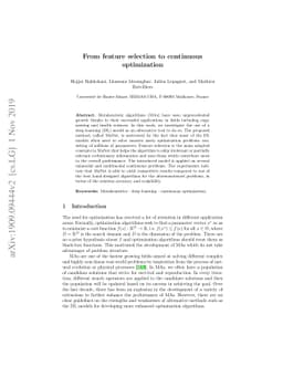 From feature selection to continuous optimization