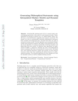 Generating Philosophical Statements using Interpolated Markov Models and
  Dynamic Templates